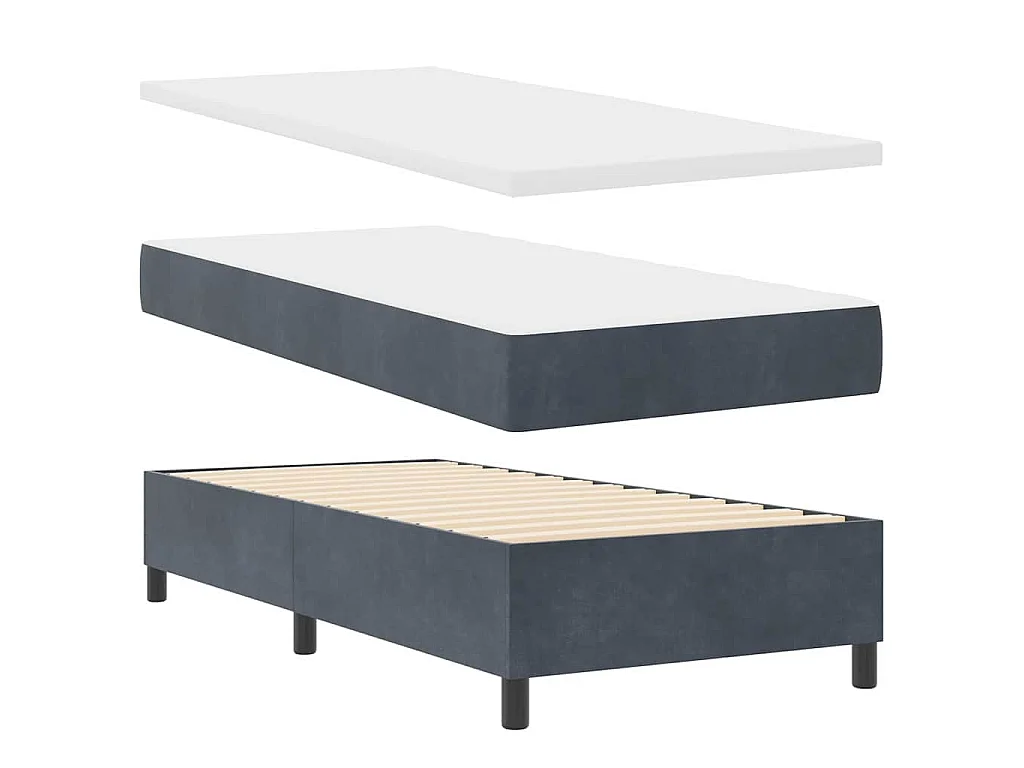 Letto a molle con testiera Grigio scuro 200 x 100 cm Velluto
