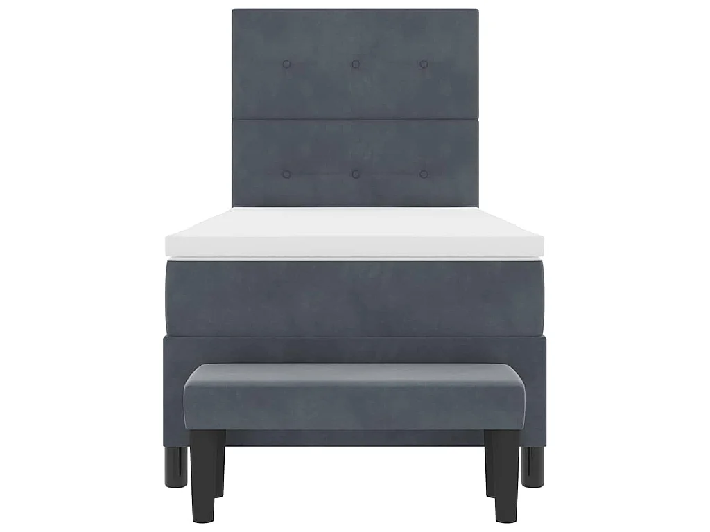 Letto a molle con testiera Grigio scuro 200 x 100 cm Velluto