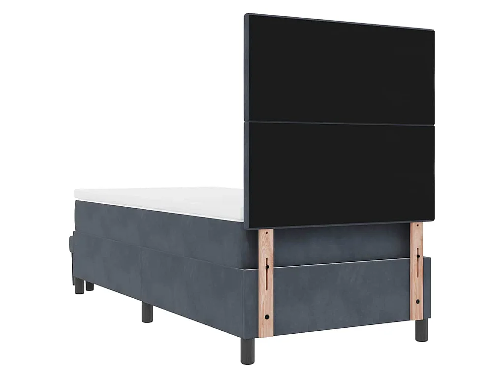 Letto a molle con testiera Grigio scuro 200 x 100 cm Velluto