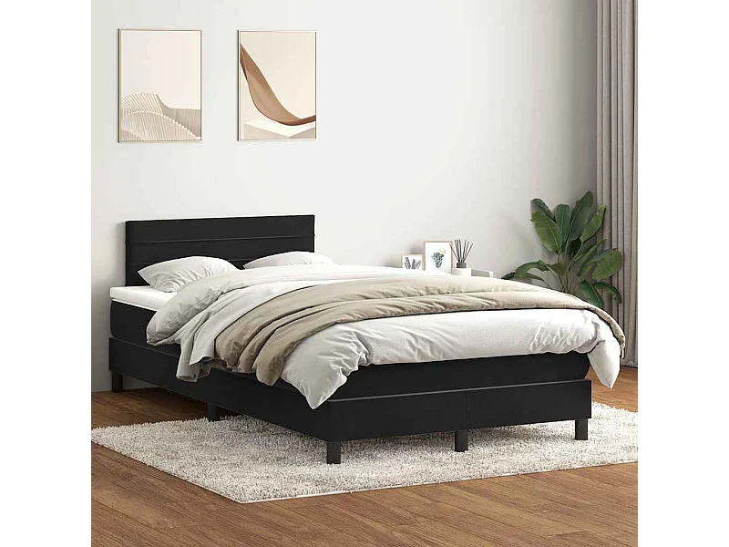 Boxspringbett mit Matratze Schwarz 120x210 cm Samt