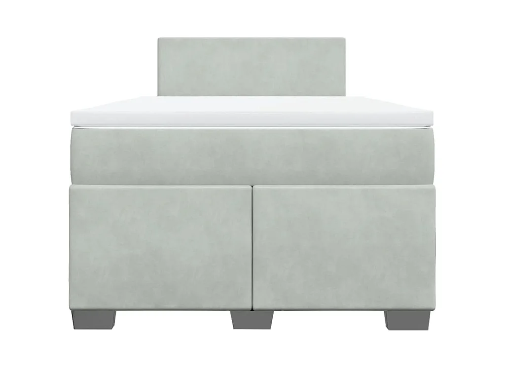 Cama box spring con colchón terciopelo gris claro 120x190 cm