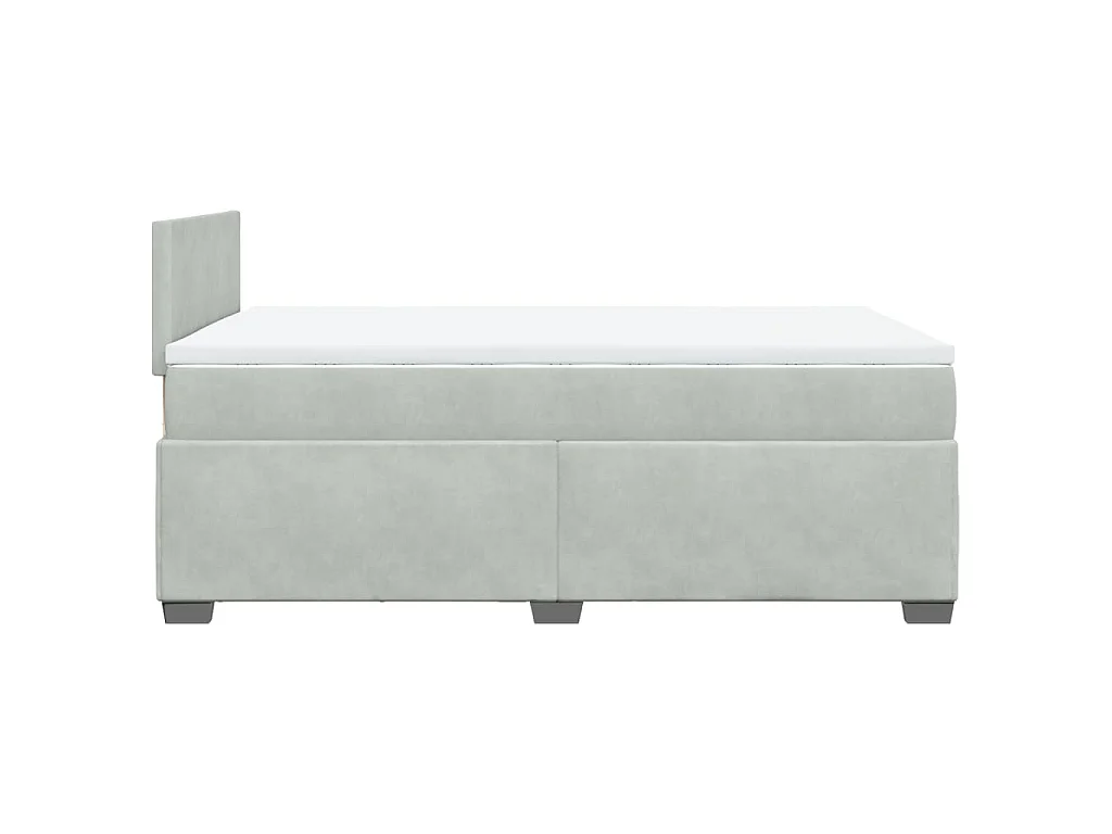 Cama box spring con colchón terciopelo gris claro 120x190 cm
