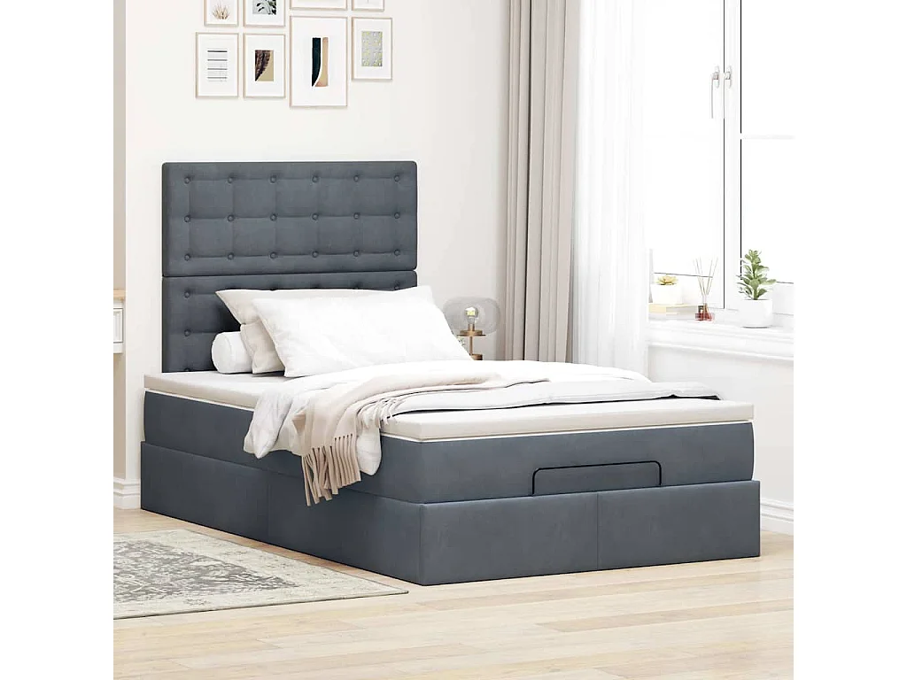 Ottoman bed met matrassen en LED's 120x190cm fluweel