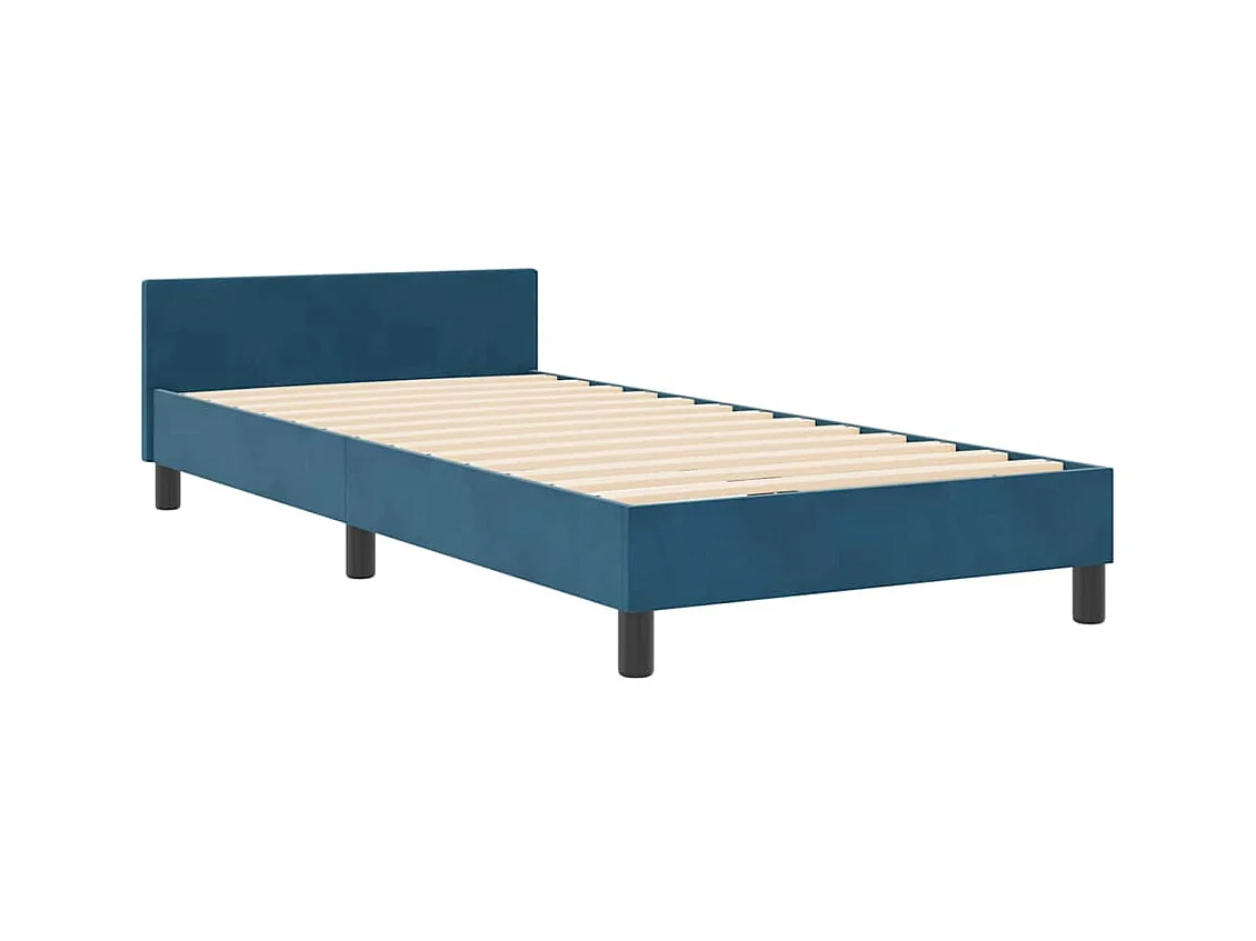 Bettgestell mit Kopfteil Dunkelblau 100 x 200 cm Samt