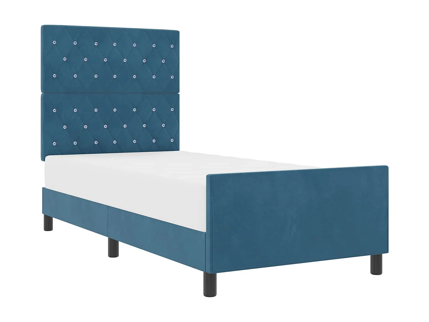 Cama Box com cabeceira Azul Escuro 100 x 200 cm Veludo