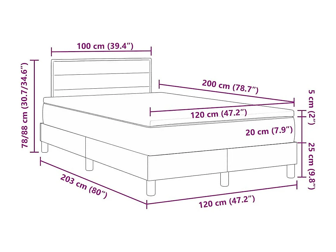 Boxspringbett mit Matratze Taupe 120 x 200 cm Stoff