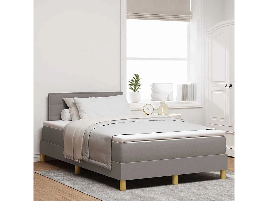 Boxspringbett mit Kissen mit Kopfteil Taupe 120 x 200 cm Stoff