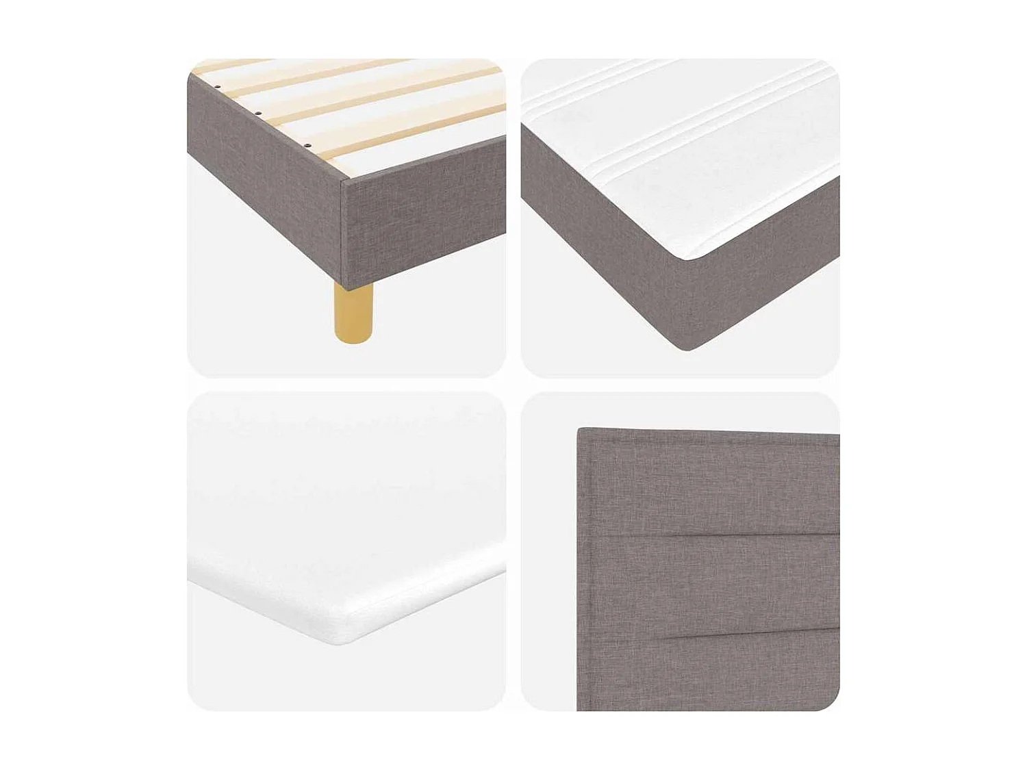Boxspringbett mit Kissen mit Kopfteil Taupe 120 x 200 cm Stoff