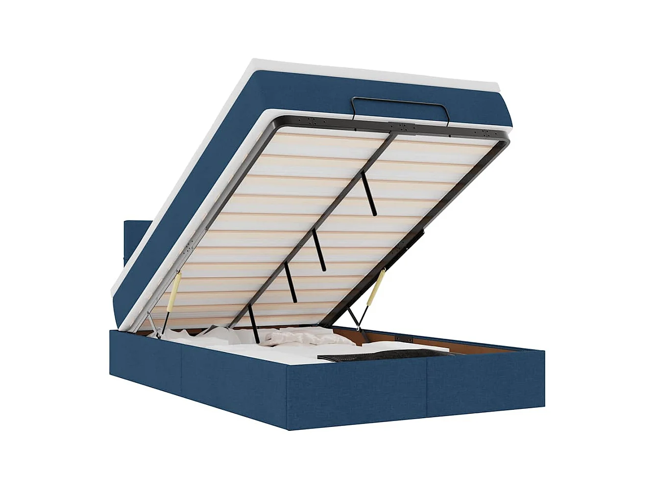 Lit ottoman avec matelas et LED Bleu 120x200 cm Tissu