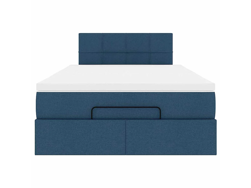 Pouf Letto con Materasso e LED Blu 120x200 cm in Tessuto