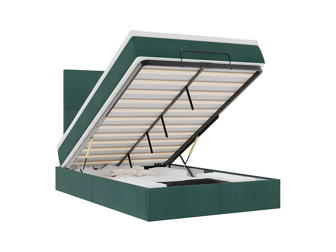 Cadre de lit ottoman avec matelas vert foncé 120x200 cm velours