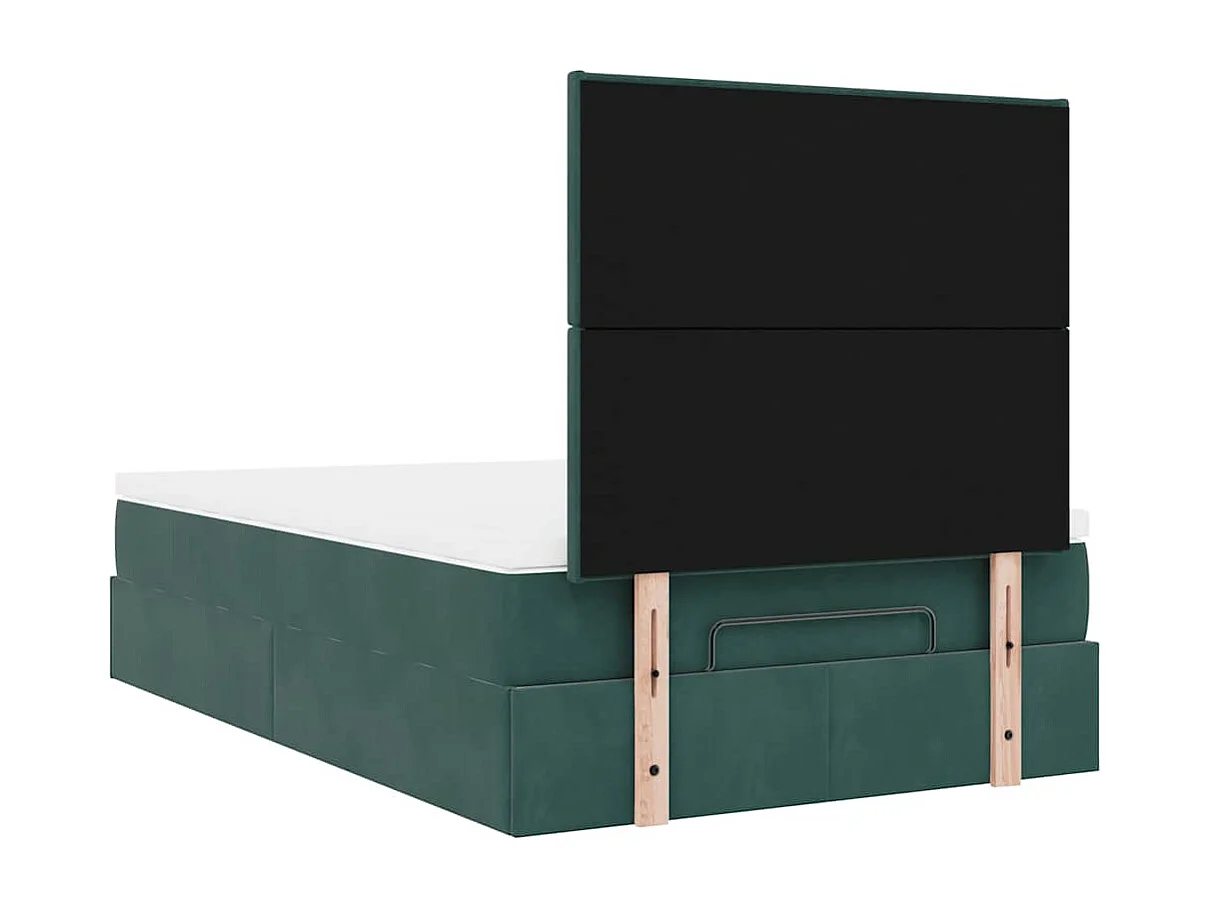 Cadre de lit ottoman avec matelas vert foncé 120x200 cm velours