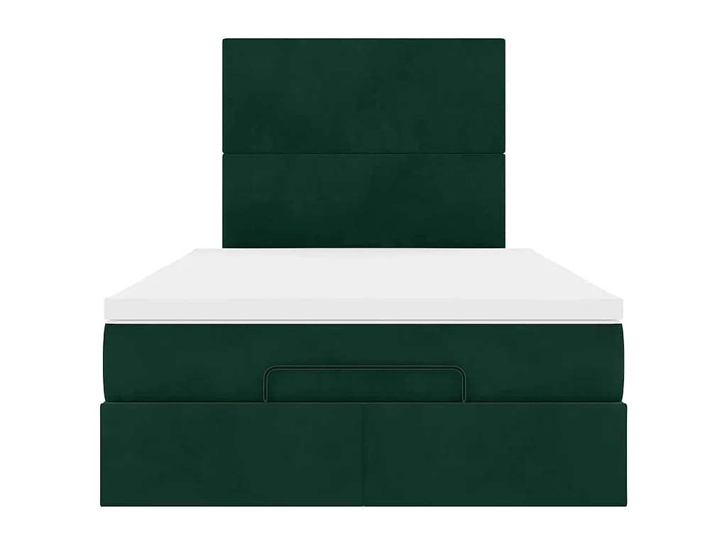 Estrutura de cama otomana com colchões verde escuro veludo