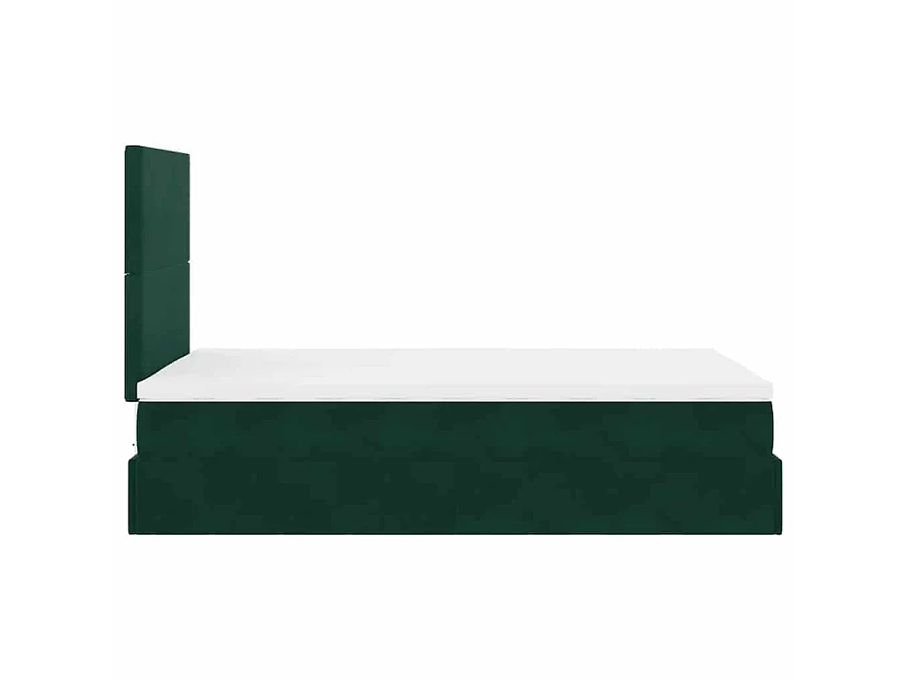 Estrutura de cama otomana com colchões verde escuro veludo