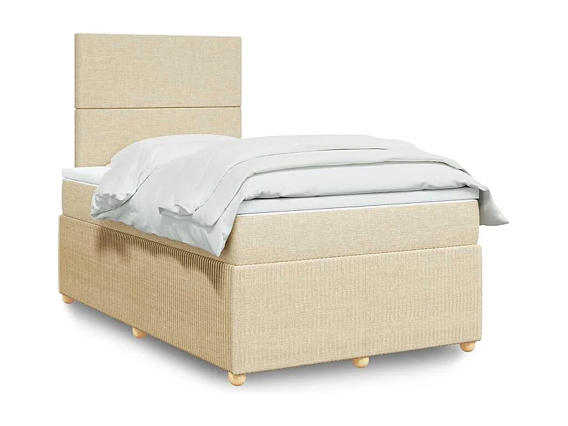 Giroletto a Molle con Materasso Crema 120x190 cm in Tessuto