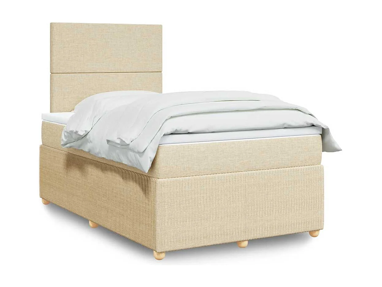 Boxspring met matras stof crèmekleurig 120x190 cm
