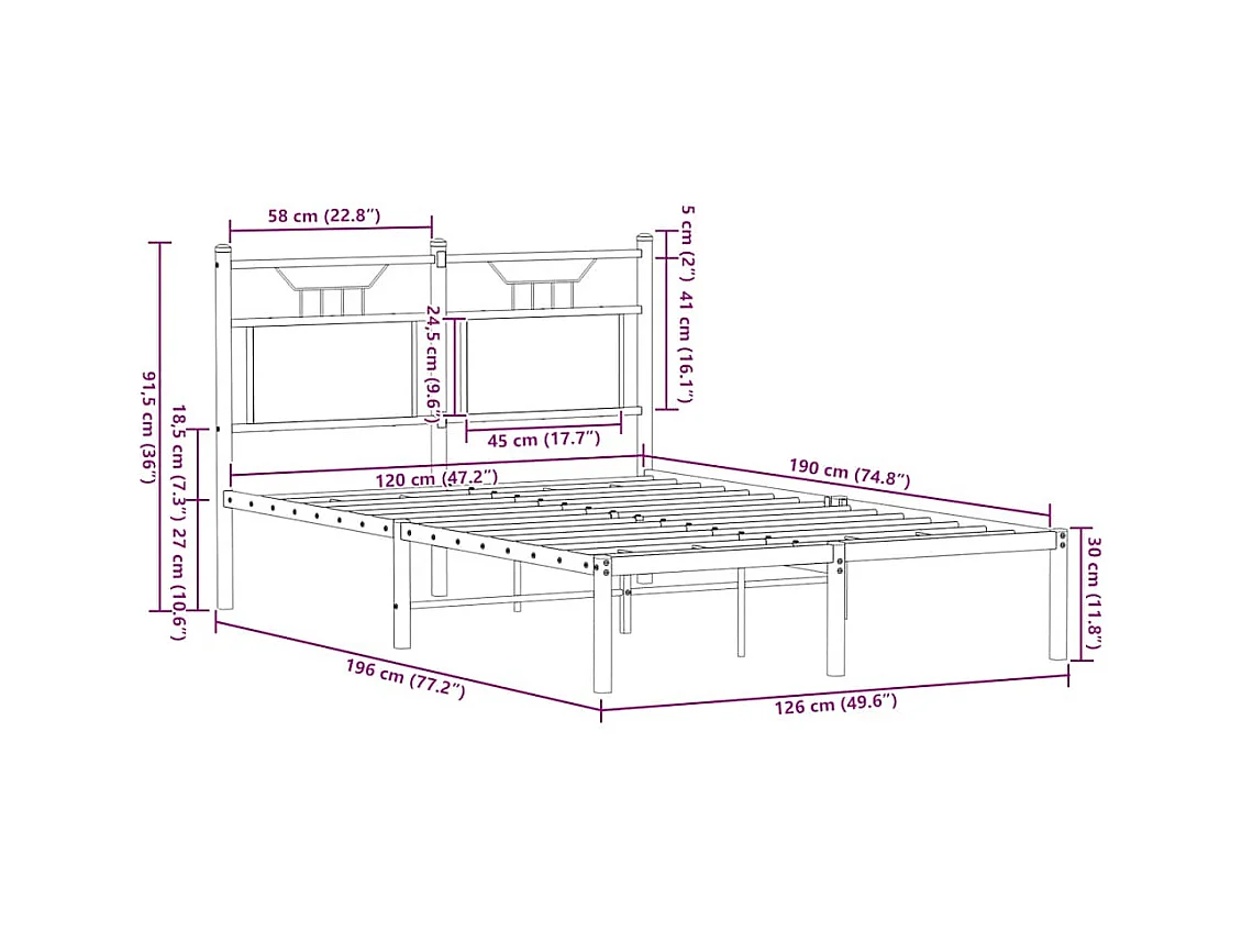 Cadre de lit sans matelas chêne sonoma 120x190 cm