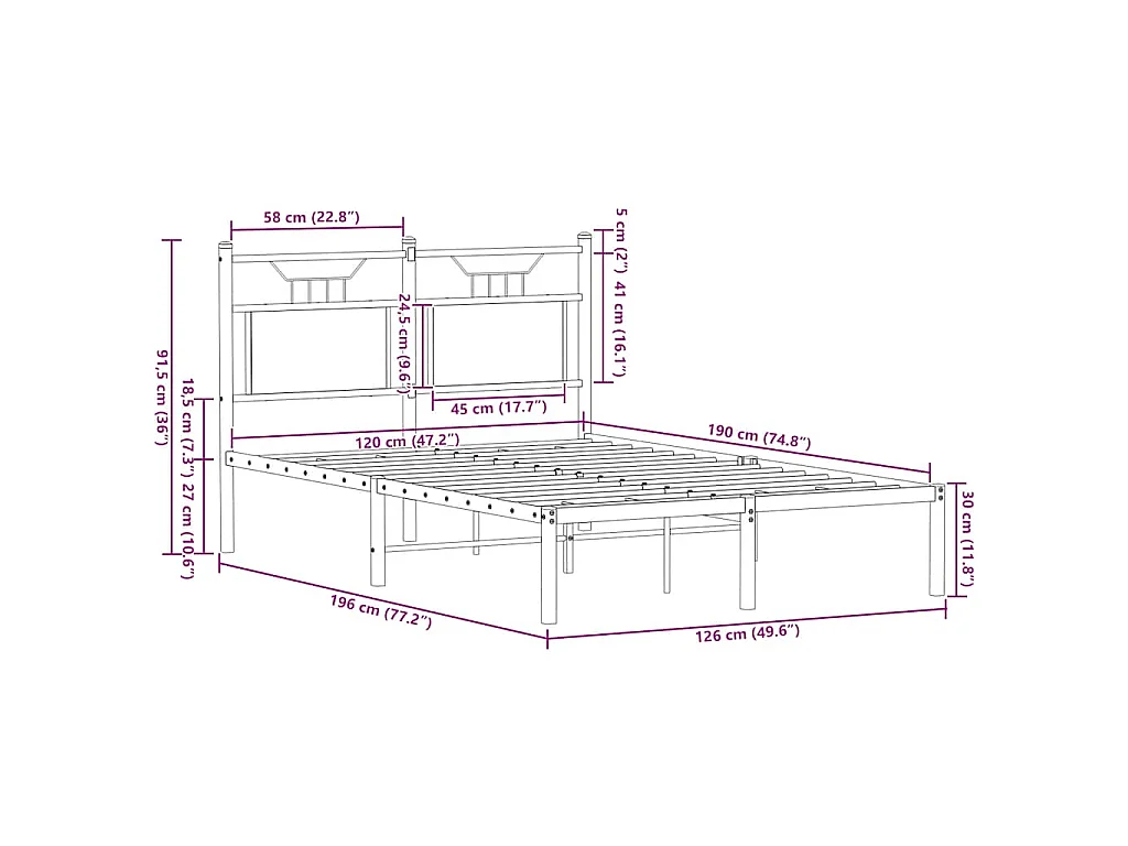 Cadre de lit sans matelas chêne sonoma 120x190 cm