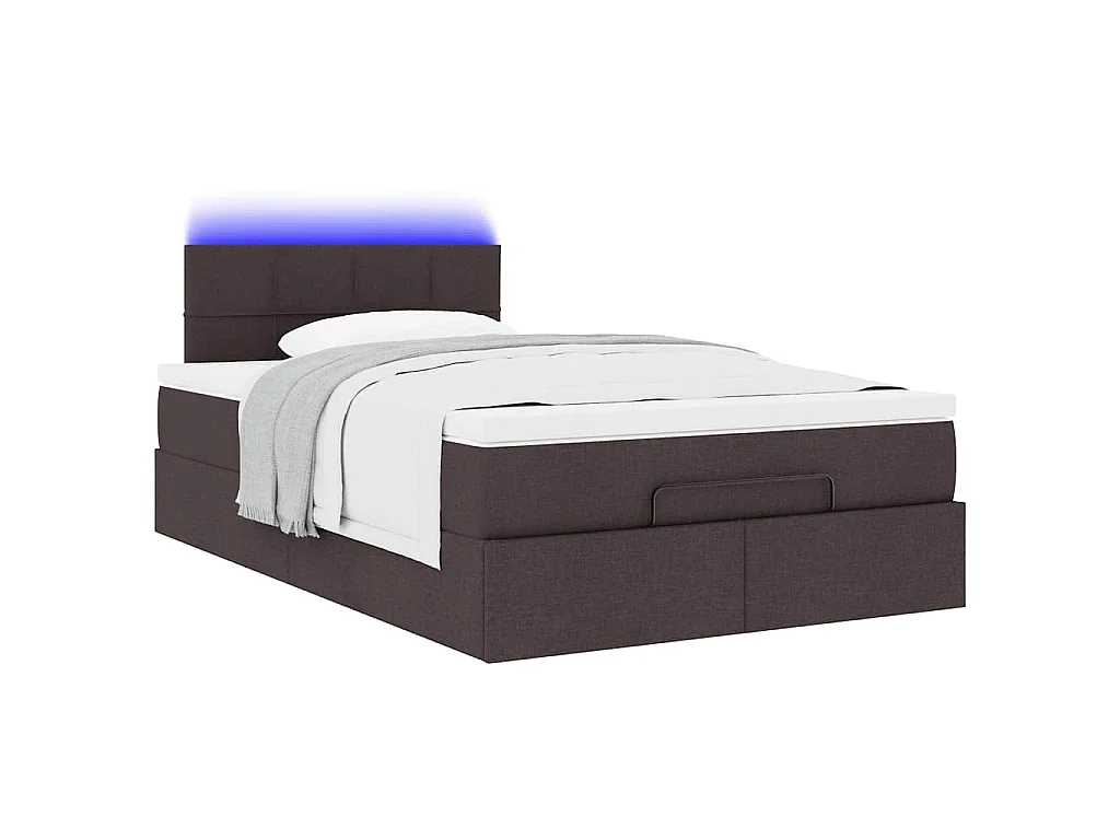 Ottoman bed met matras en LED's 120x190 cm stof donkerbruin