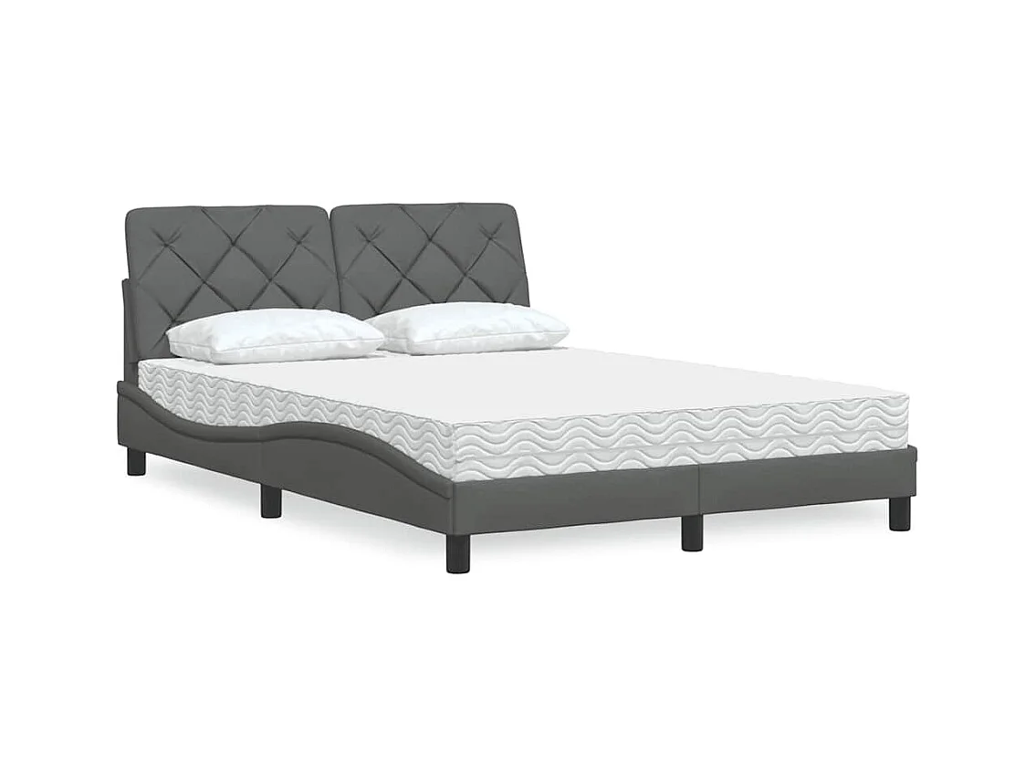 Lit avec matelas gris foncé 120x200 cm tissu