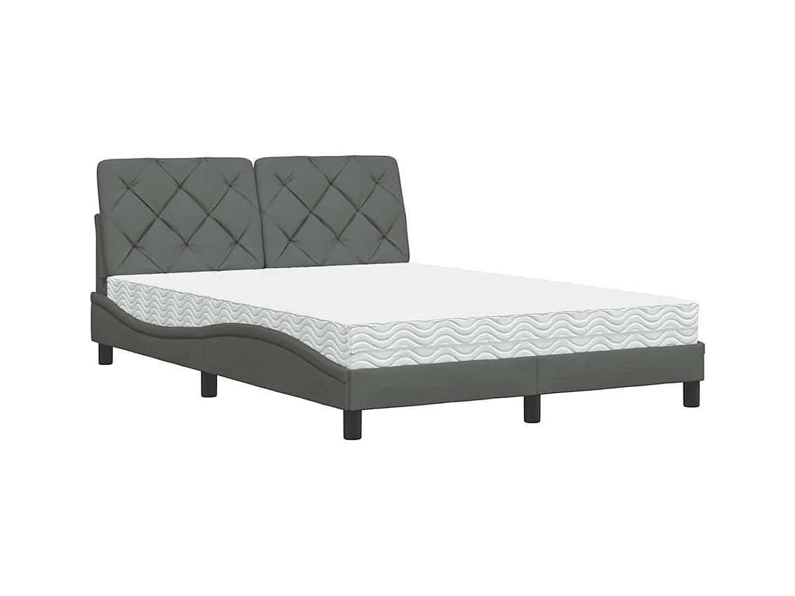 Lit avec matelas gris foncé 120x200 cm tissu