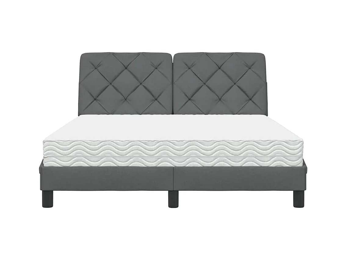 Lit avec matelas gris foncé 120x200 cm tissu