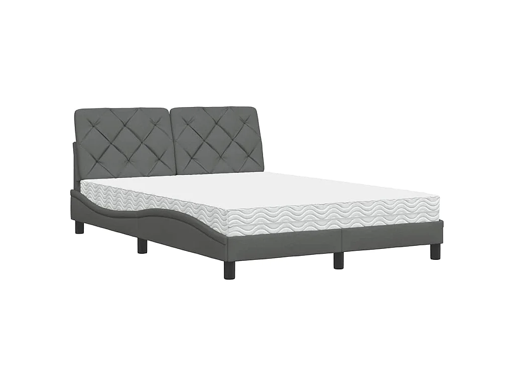 Cama con colchón tela gris oscuro 120x200 cm