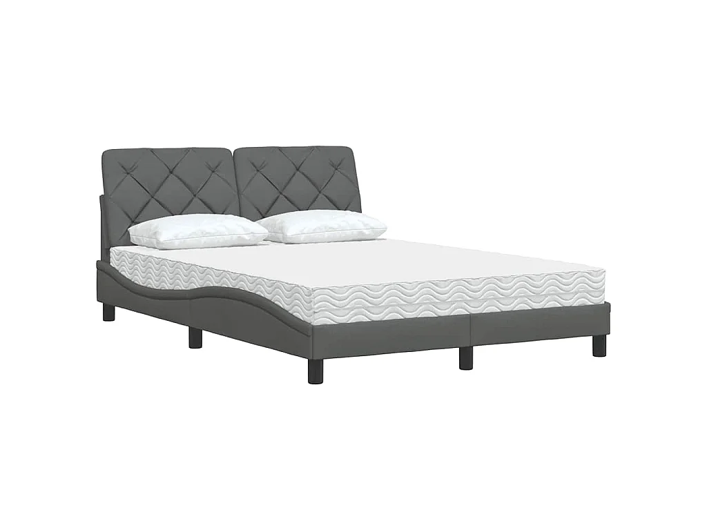 Cama con colchón tela gris oscuro 120x200 cm