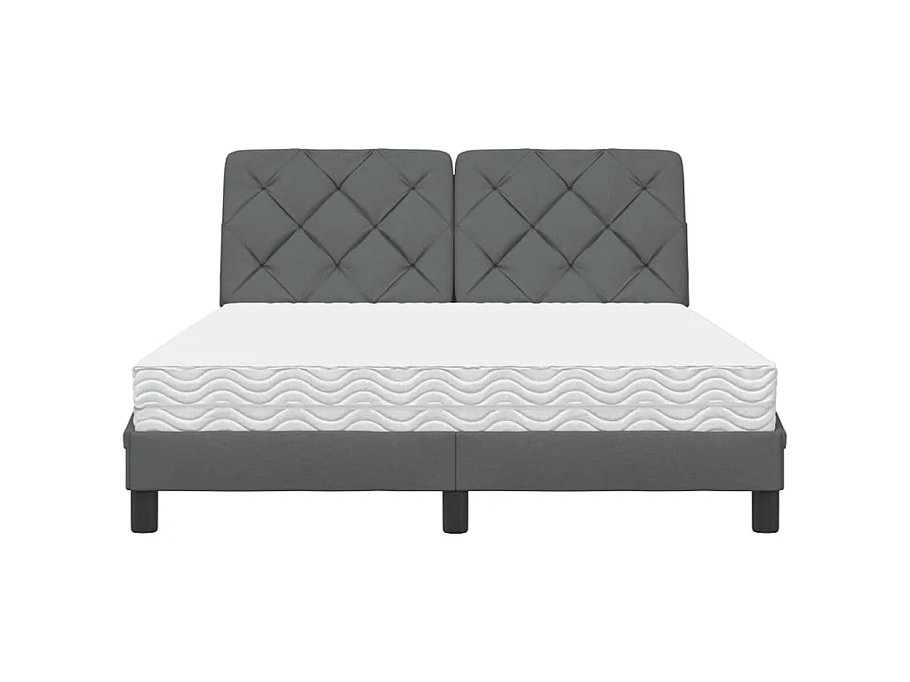 Cama con colchón tela gris oscuro 120x200 cm