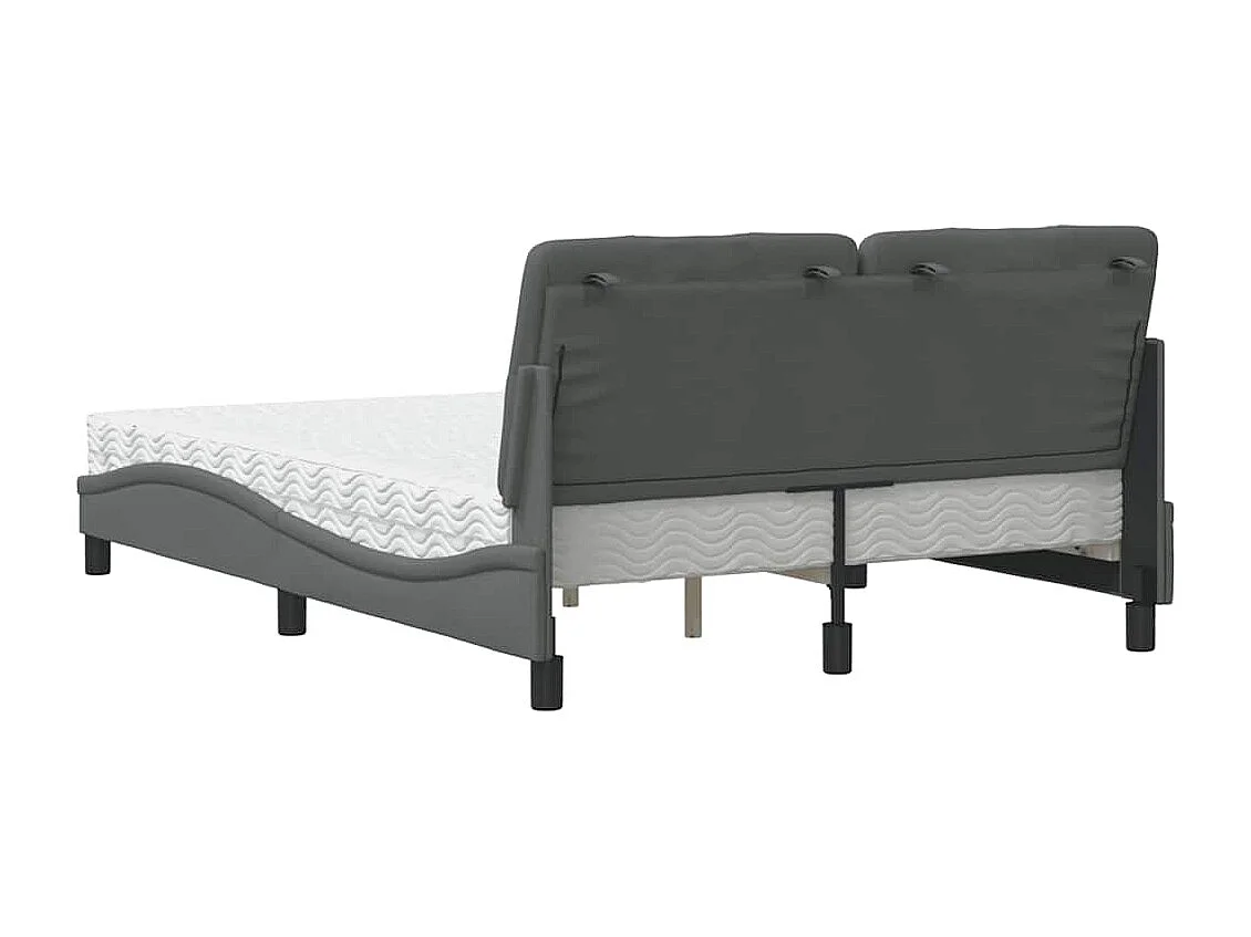Cama con colchón tela gris oscuro 120x200 cm