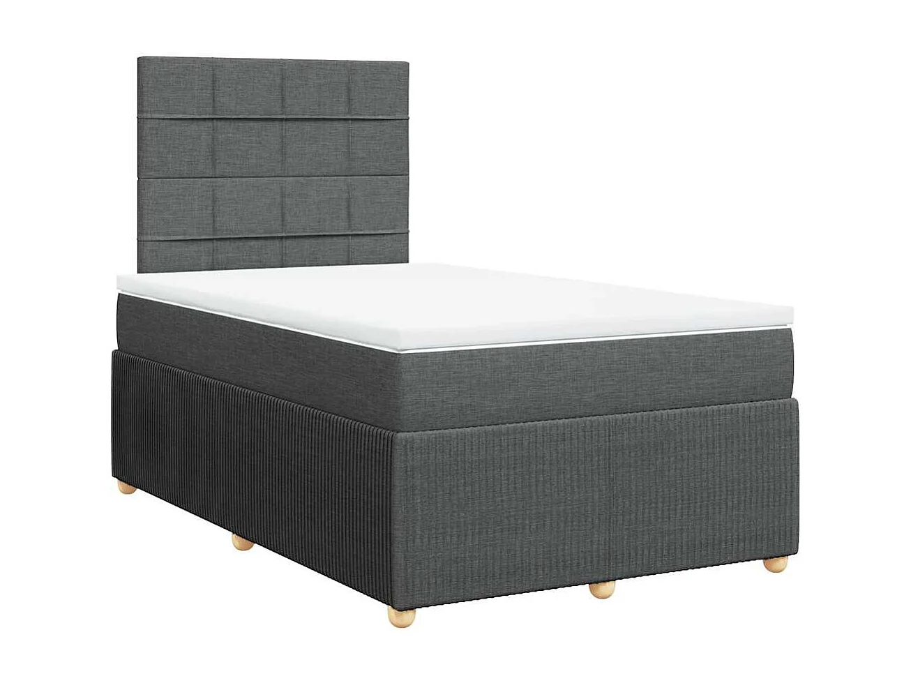 Cama box spring con colchón tela gris oscuro 120x190 cm