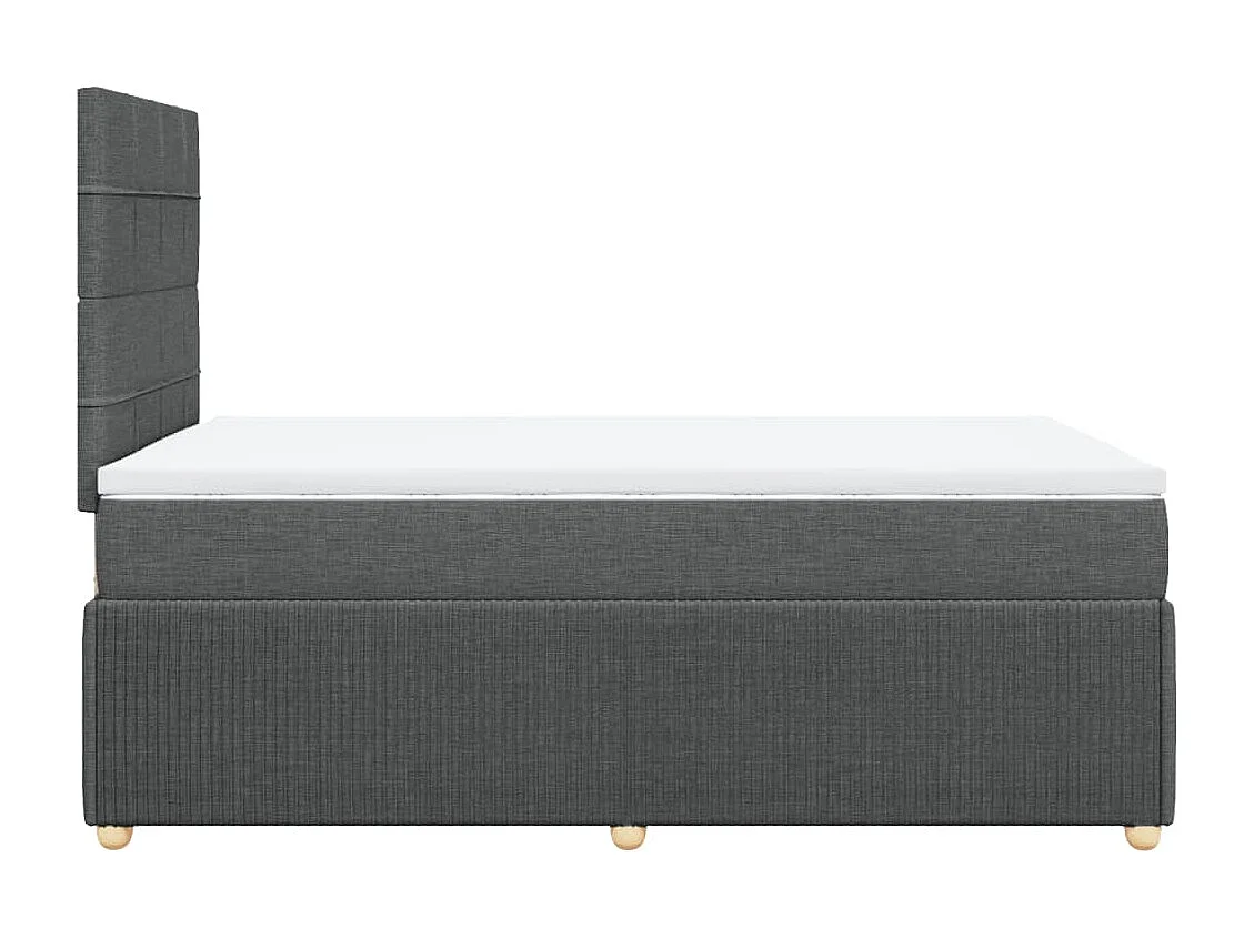 Cama box spring con colchón tela gris oscuro 120x190 cm