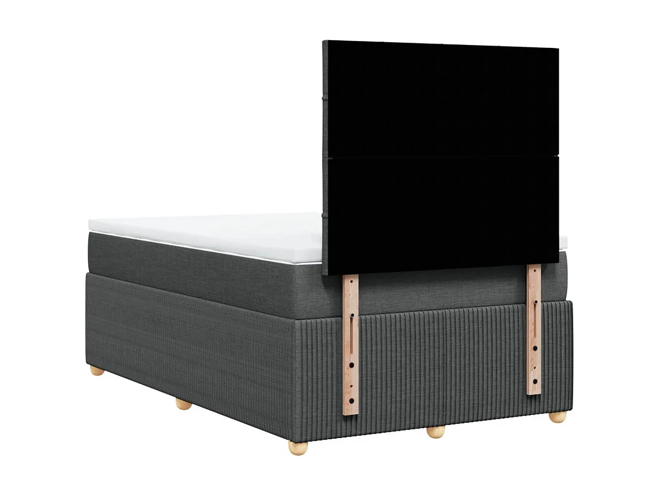 Cama box spring con colchón tela gris oscuro 120x190 cm