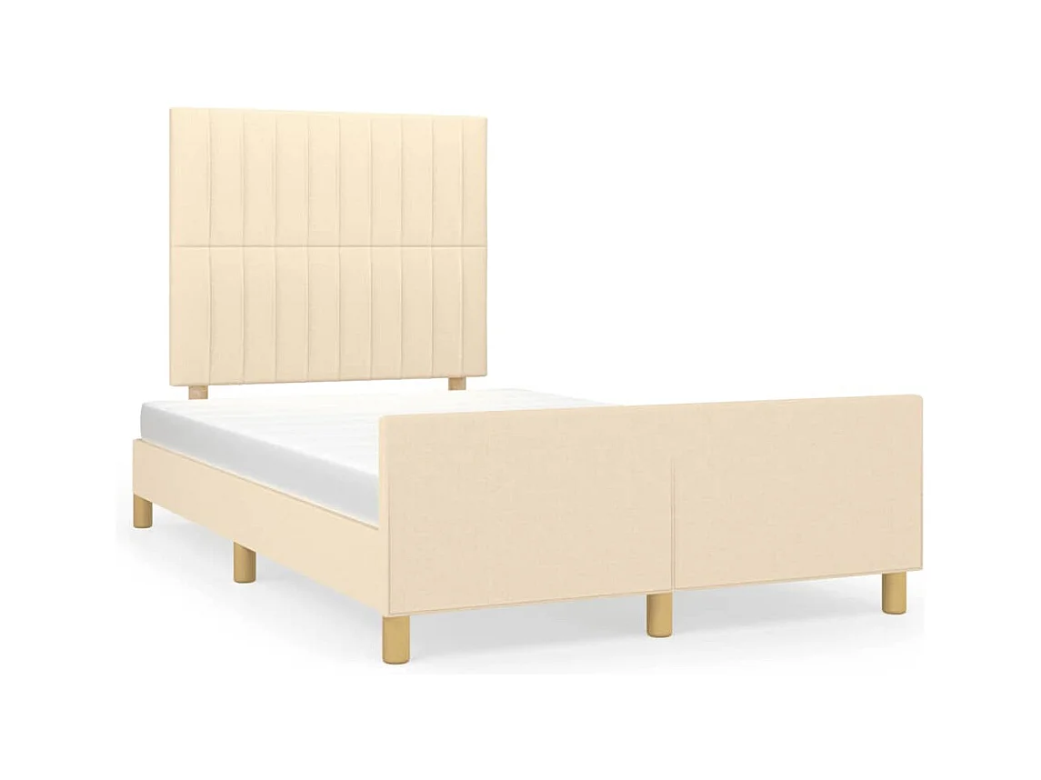Estructura de cama sin colchón tela crema 120x190 cm