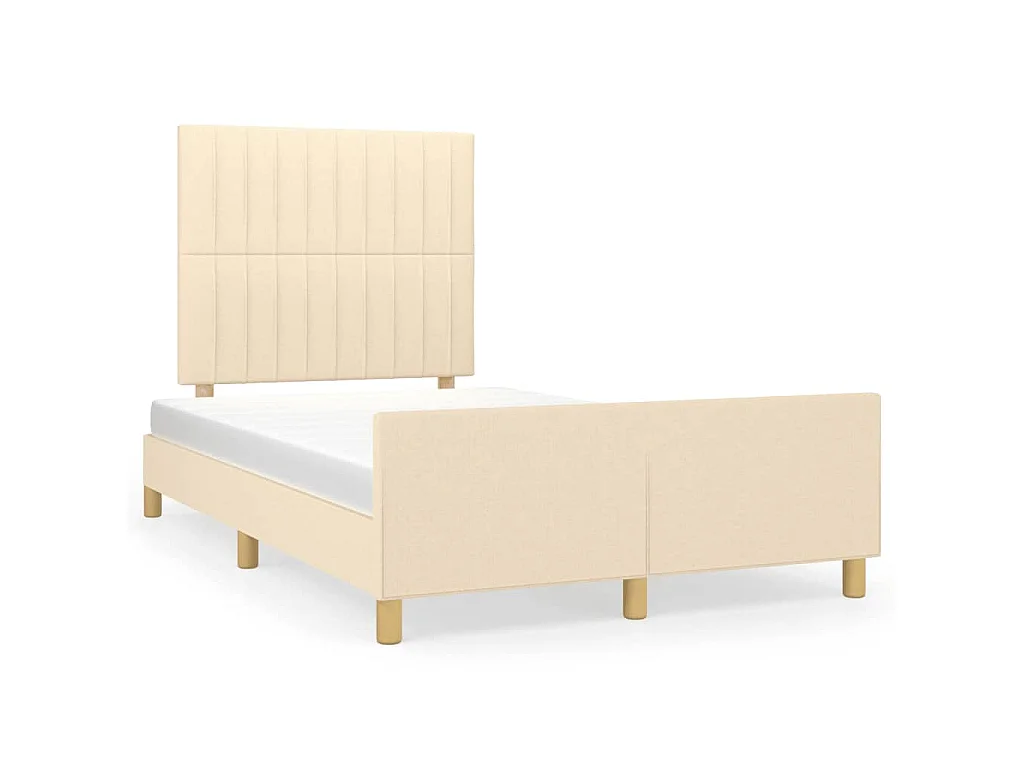 Cadre de lit sans matelas crème 120x190 cm tissu