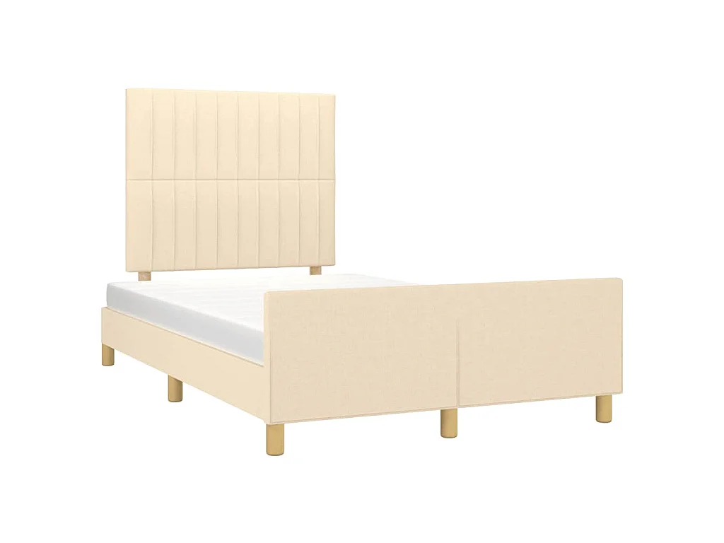 Cadre de lit sans matelas crème 120x190 cm tissu