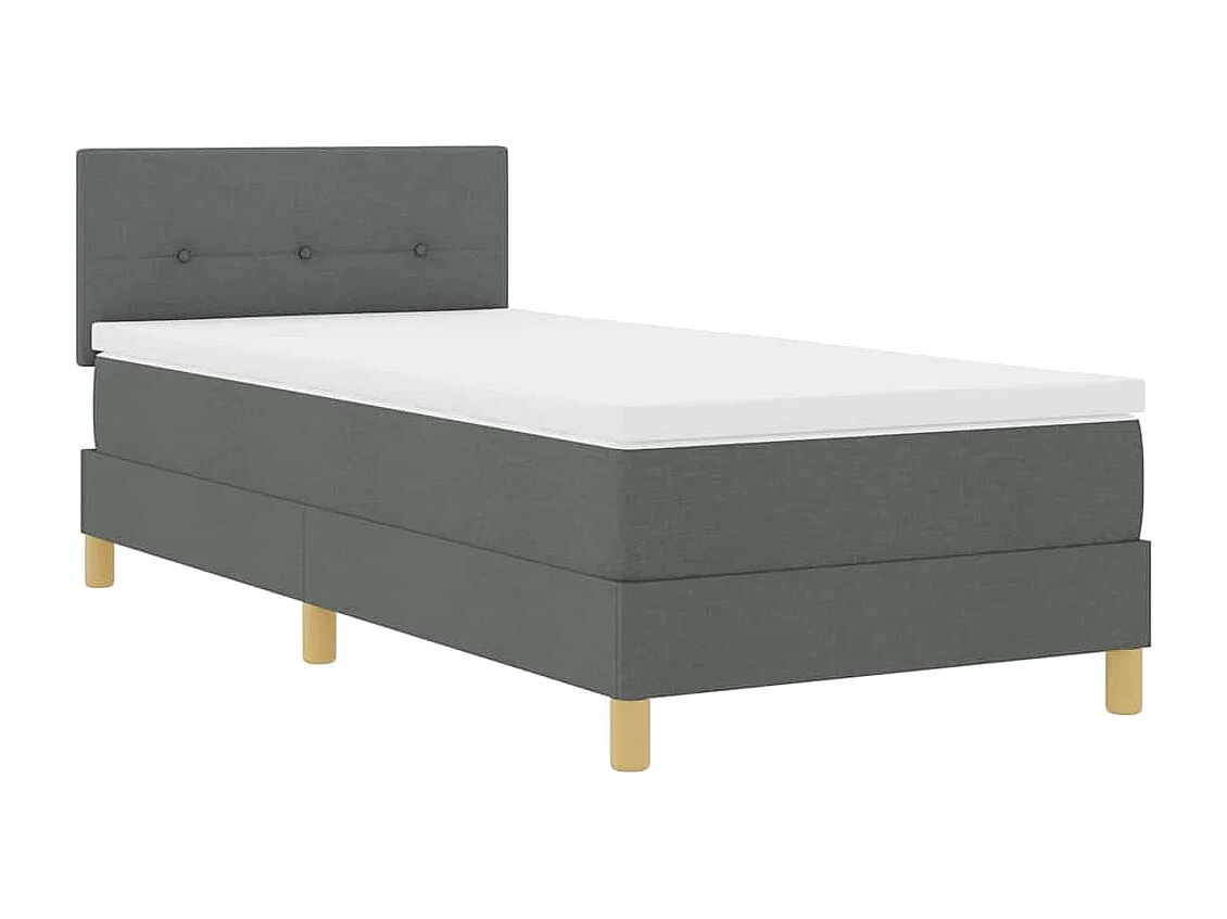 Lit à ressorts avec matelas Gris foncé 100 x 200 cm tissu