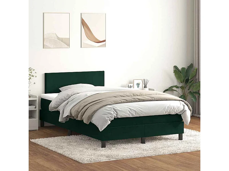 Sommier à lattes de lit et matelas vert foncé 120x220cm velours