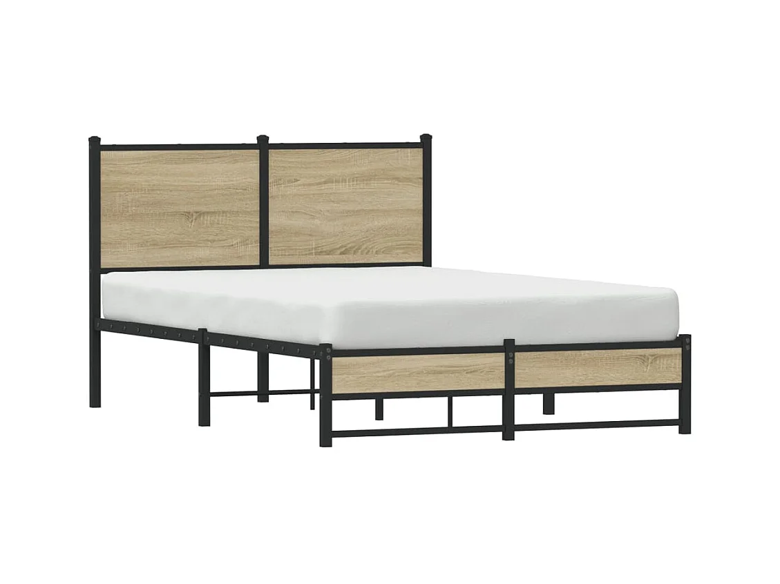Cadre de lit en métal sans matelas chêne sonoma 120x190 cm
