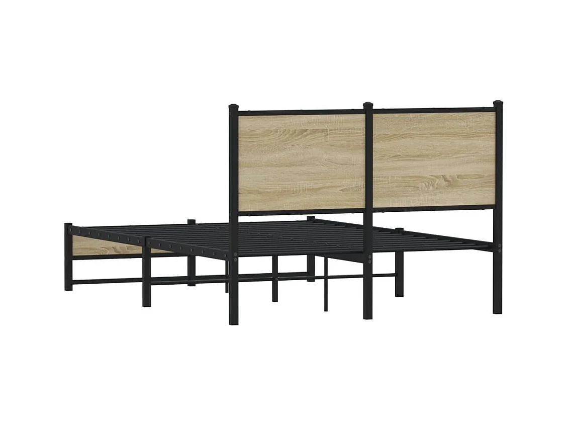 Cadre de lit en métal sans matelas chêne sonoma 120x190 cm