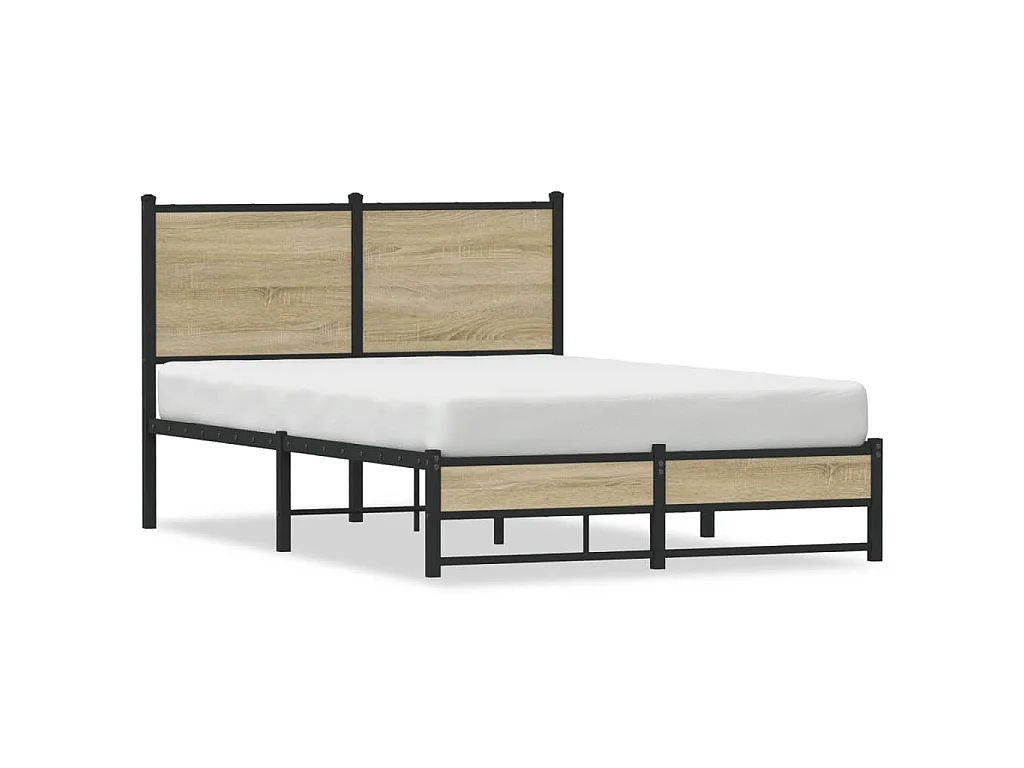 Cadre de lit en métal sans matelas chêne sonoma 120x190 cm