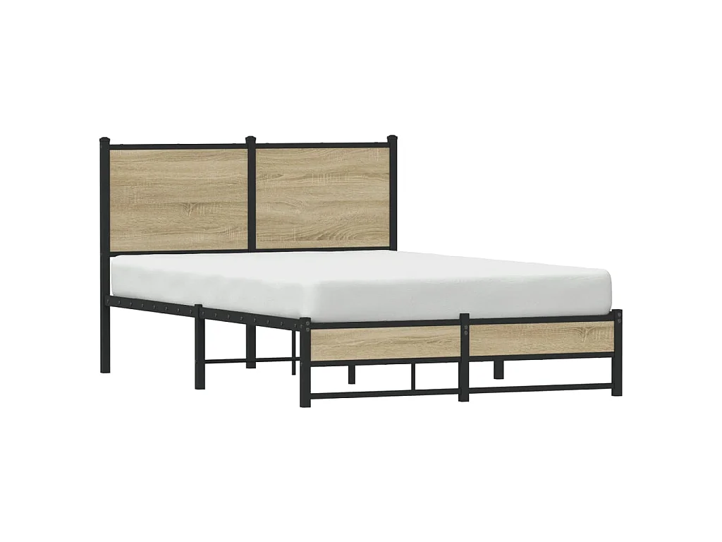 Cadre de lit en métal sans matelas chêne sonoma 120x190 cm