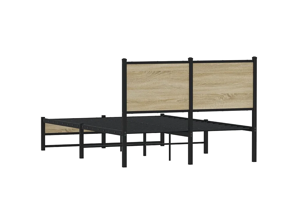 Cadre de lit en métal sans matelas chêne sonoma 120x190 cm