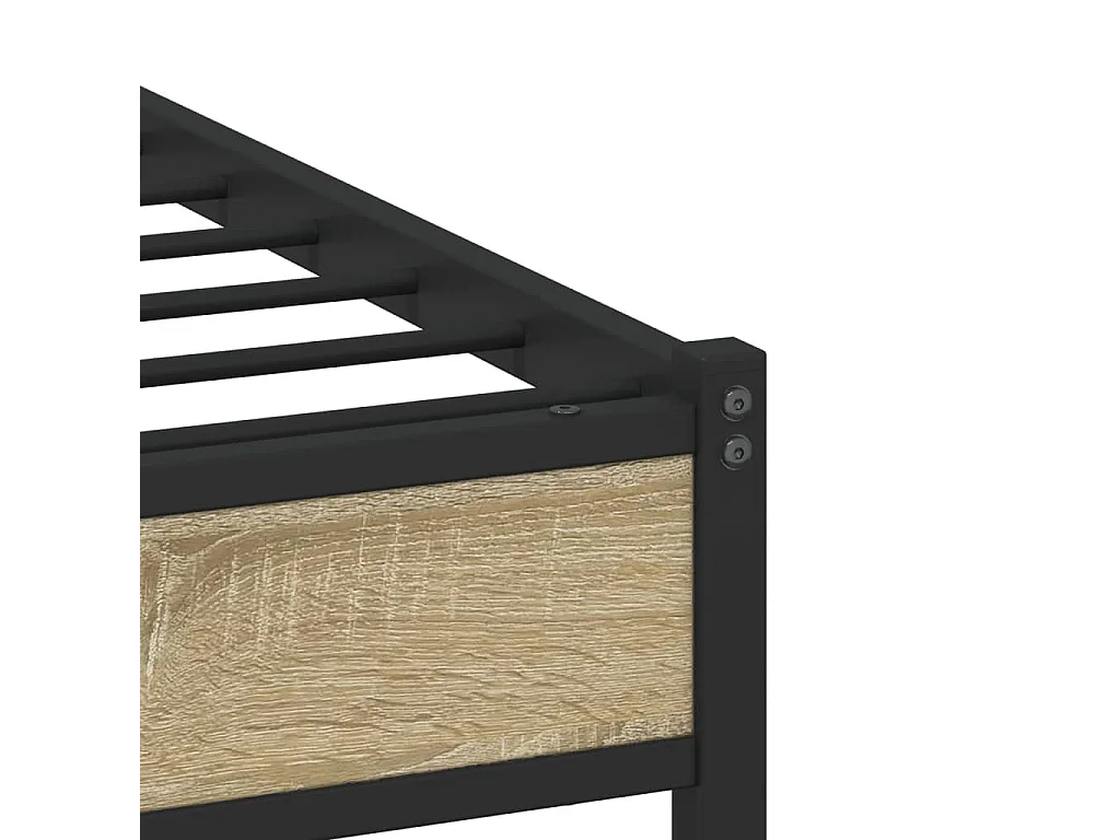 Cadre de lit en métal sans matelas chêne sonoma 120x190 cm