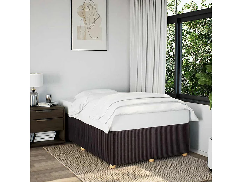 Cadre de lit sans matelas marron foncé 120x190 cm tissu