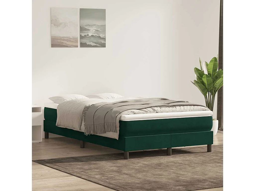 Letto a Molle senza Materasso Verde Scuro 120x220 cm Velluto