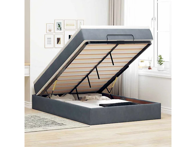 Struttura Letto Pouf con Materasso 120x200 cm Velluto