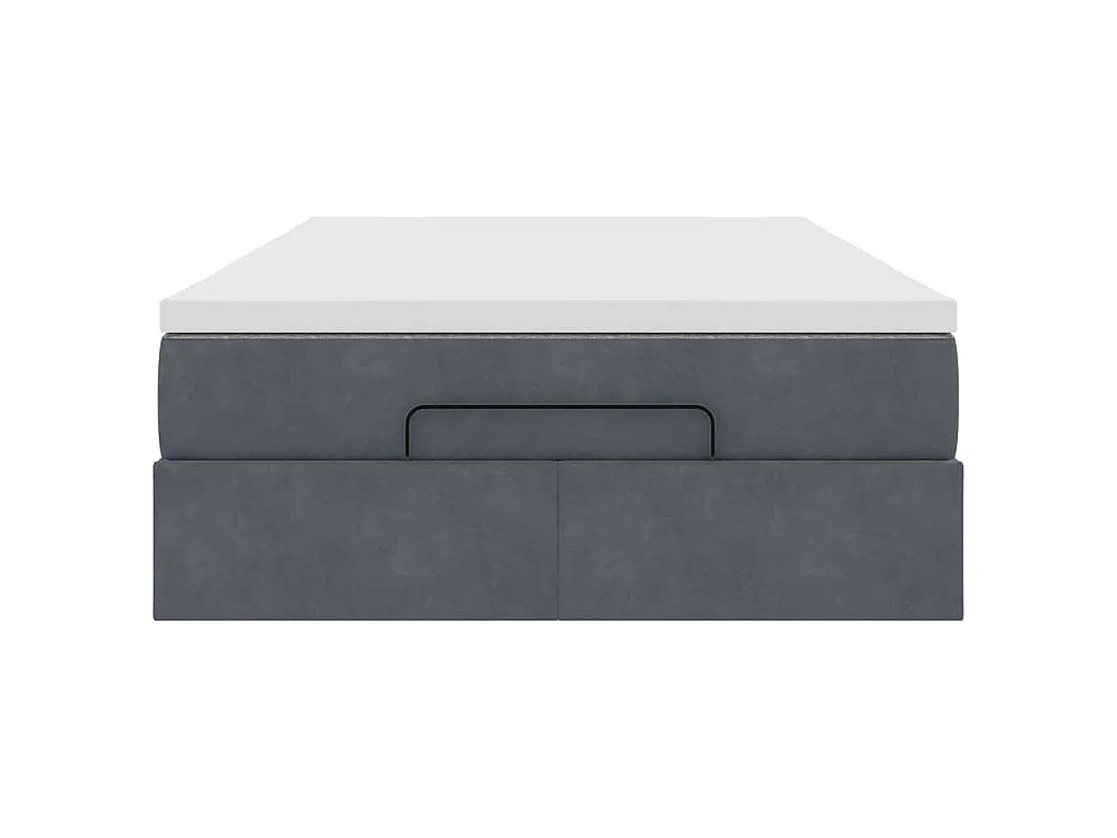 Estructura cama otomana colchón terciopelo gris oscuro