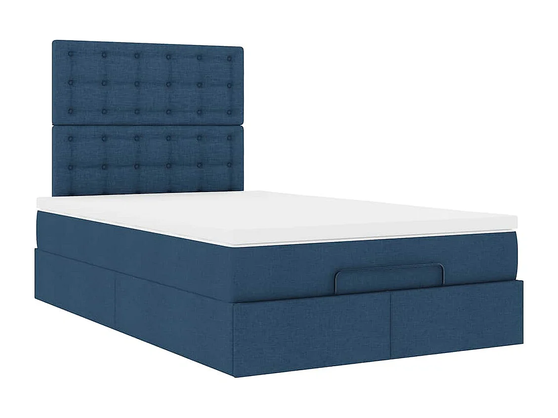 Estrutura de cama otomana com colchão 120x200 cm tecido azul