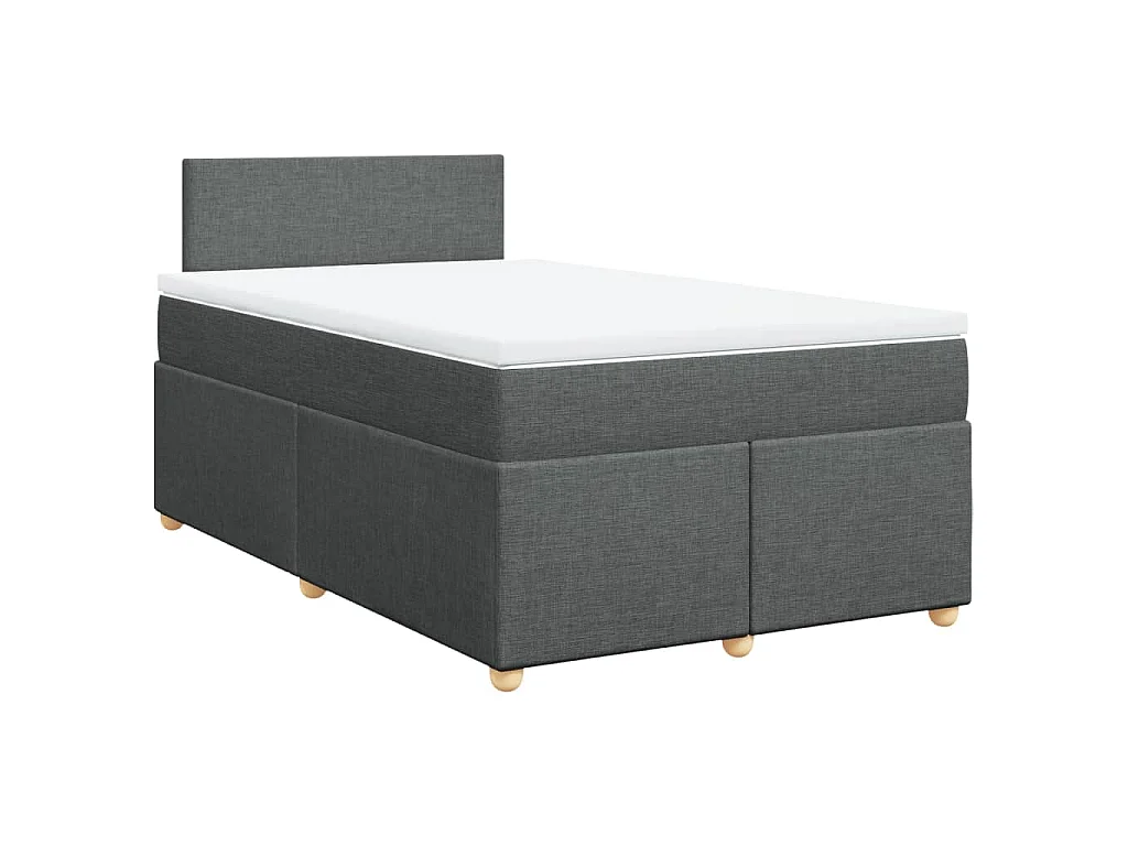 Cama box spring con colchón tela gris oscuro 120x190 cm